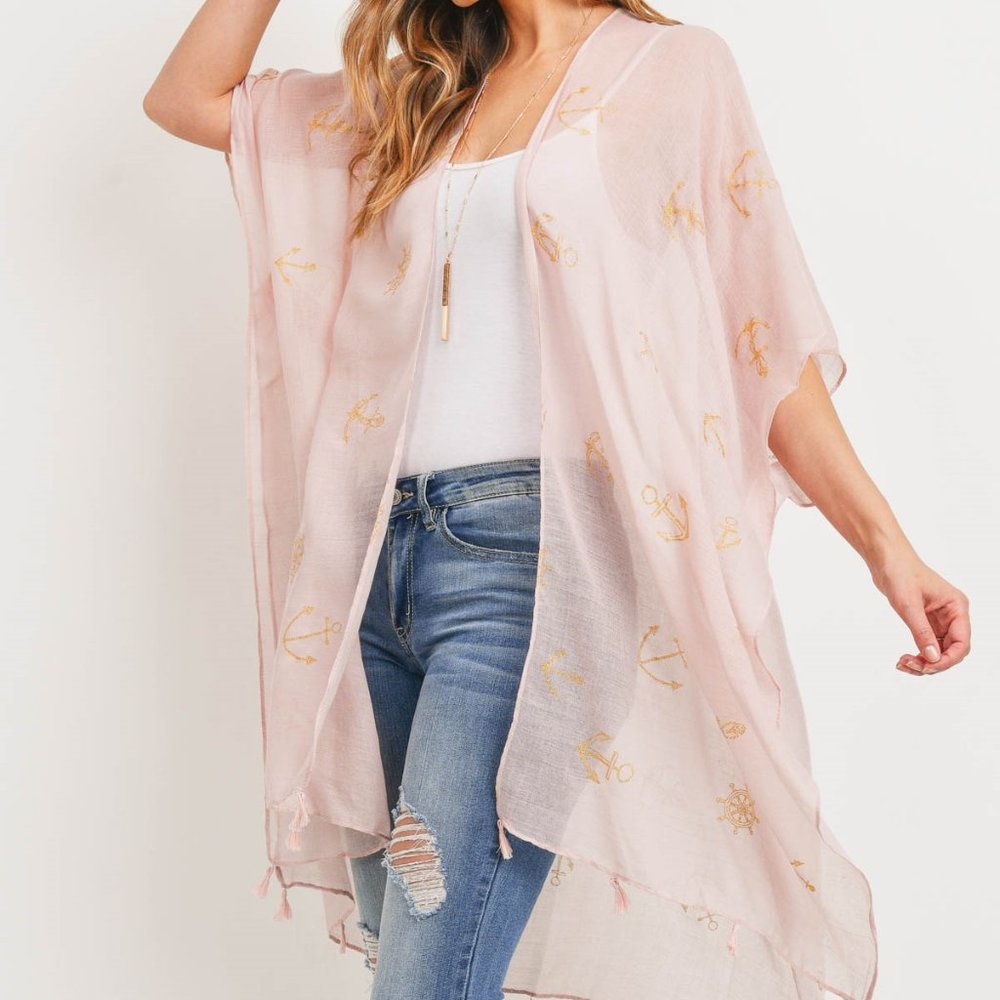 NWT ANCHOR & LEAF KIMONO – PINK